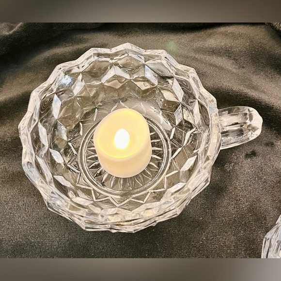 Fostoria American Cubist Nappy Bowls Set of 2 Crystal Snack Cups Soup Votive MCM - Picture 7 of 14